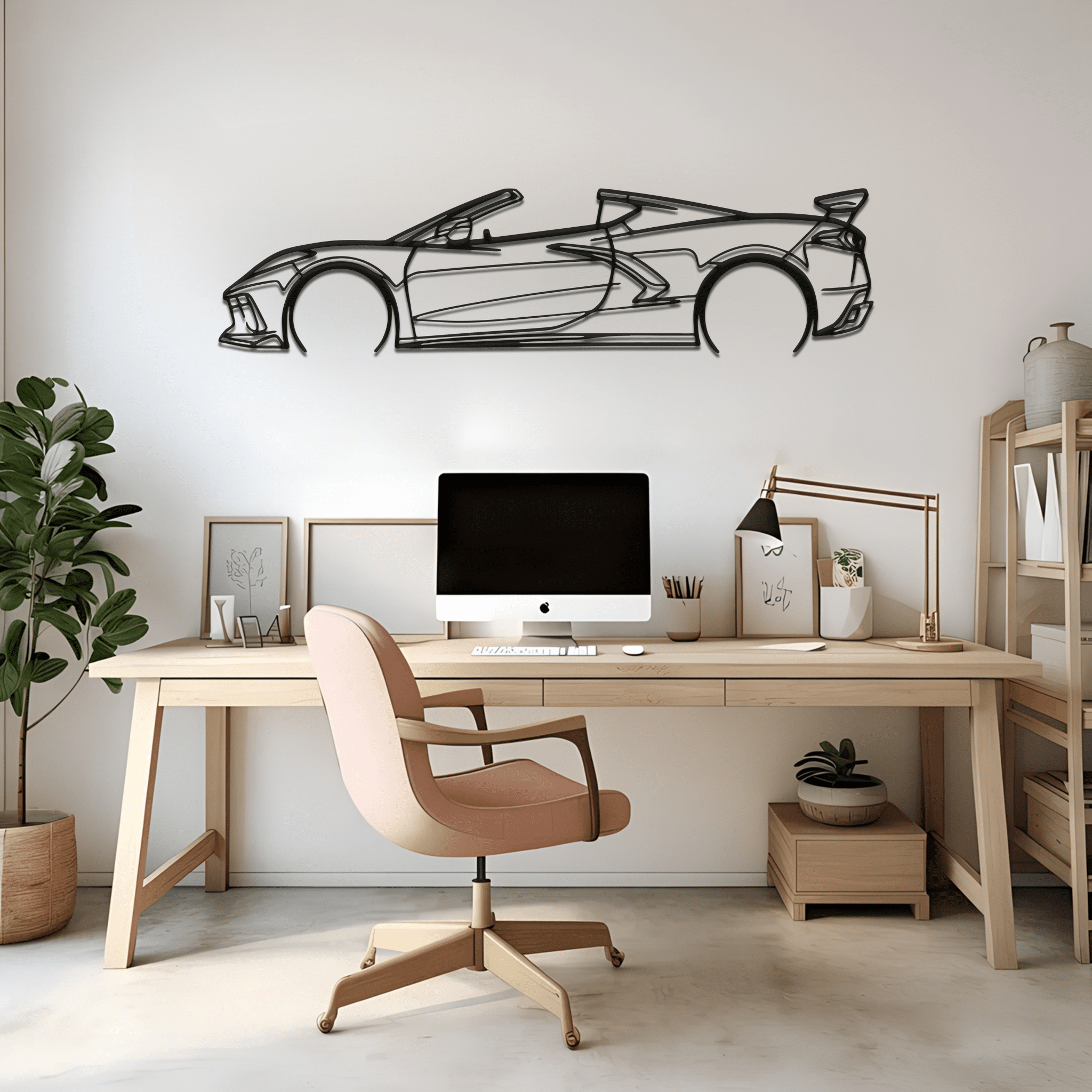 Corvette C8 Convertible Silhouette Metal Wall Art - CikosWallArt