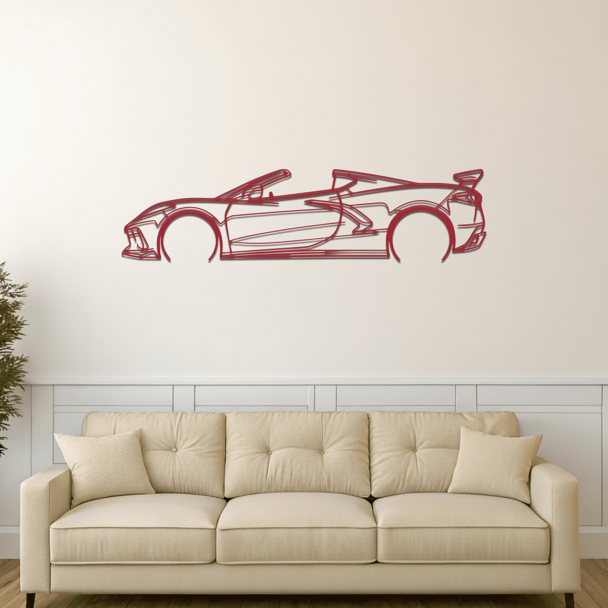 Corvette C8 Convertible Silhouette Metal Wall Art - CikosWallArt