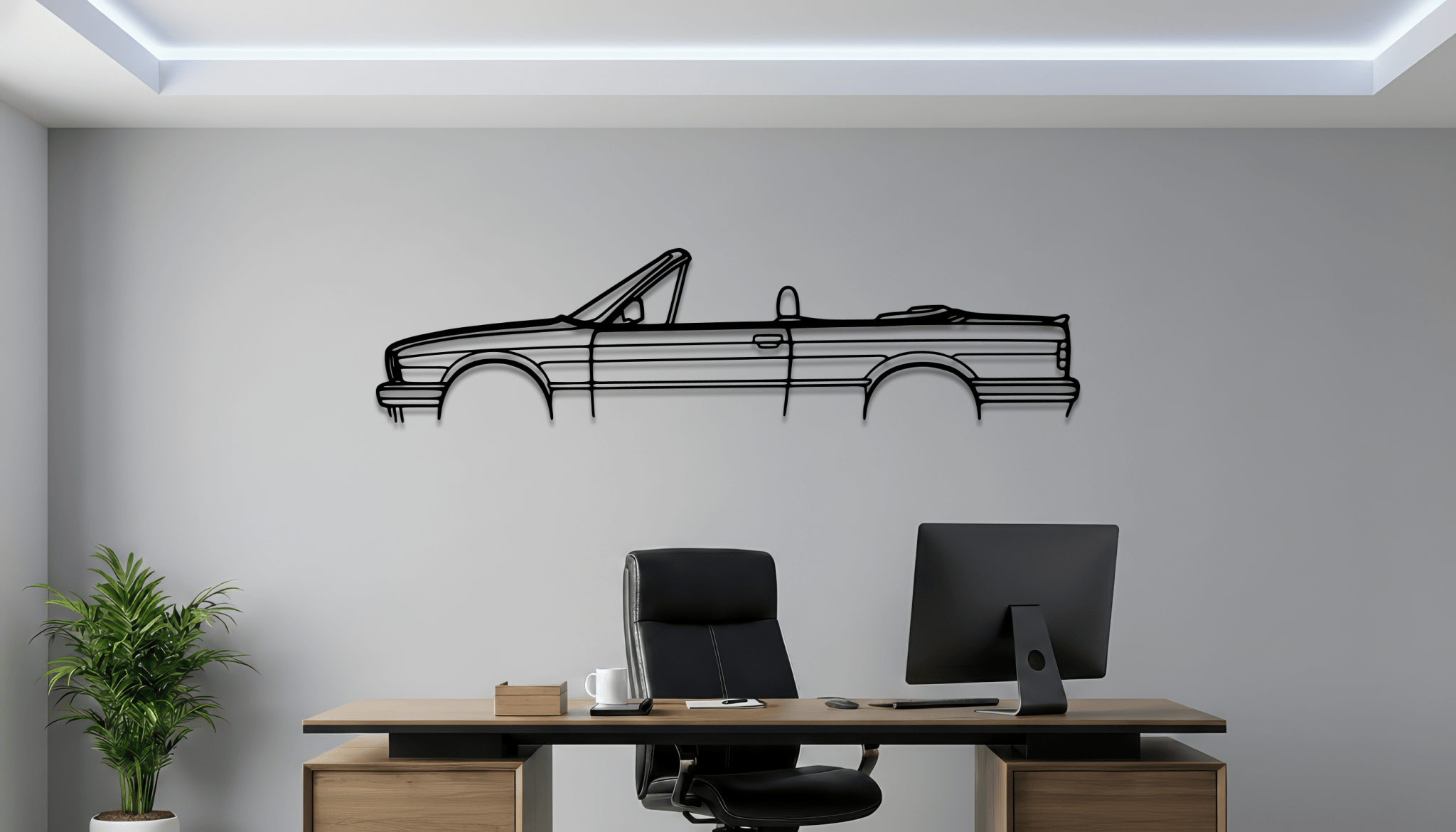 E30 325 Cabrio Metal Wall Art – BMW Silhouette Steel Decor - CikosWallArt