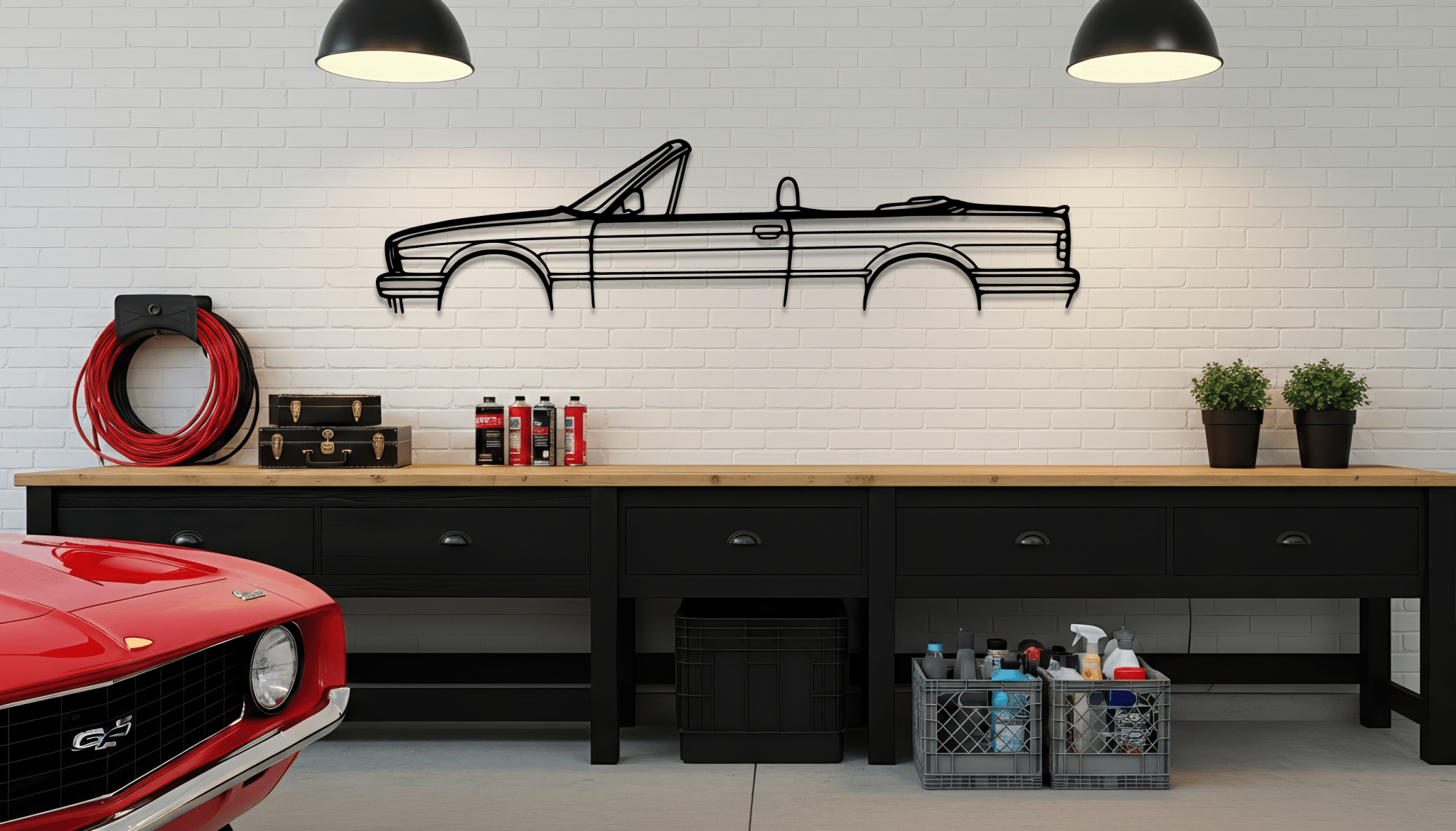 E30 325 Cabrio Metal Wall Art – BMW Silhouette Steel Decor - CikosWallArt