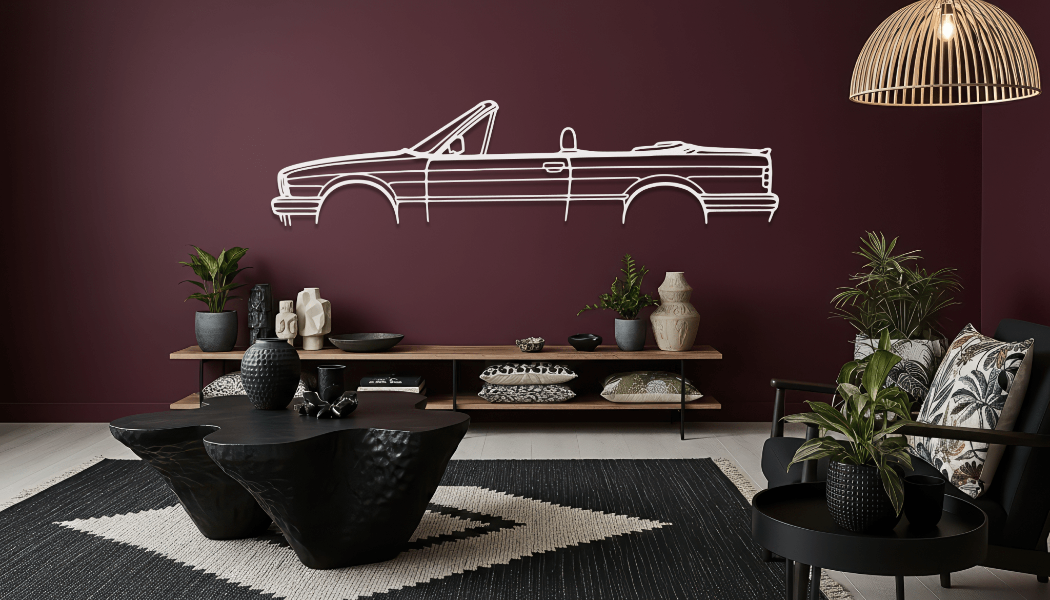 E30 325 Cabrio Metal Wall Art – BMW Silhouette Steel Decor - CikosWallArt