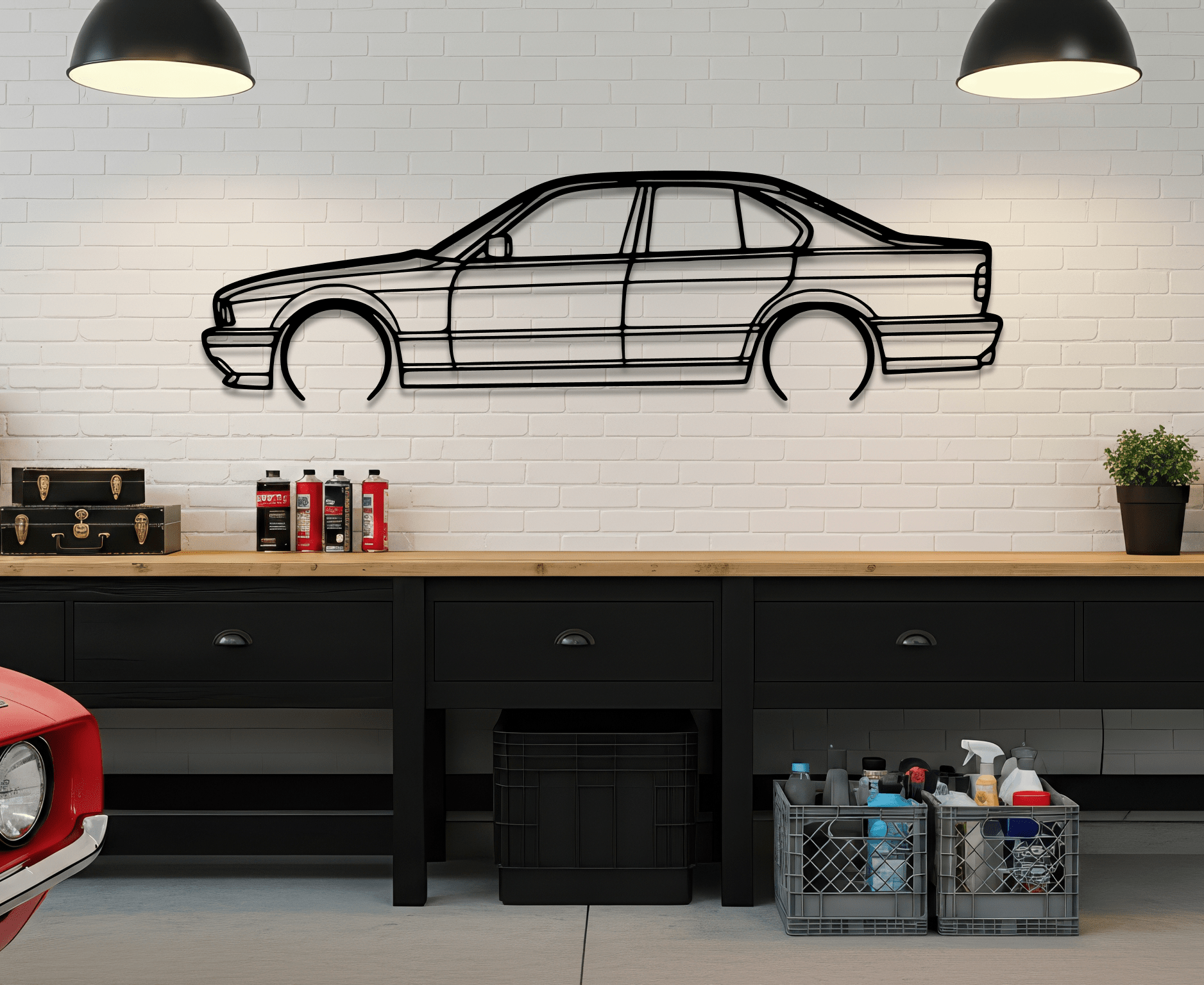 E34 M5 Metal Wall Art – BMW Silhouette Steel Decor - CikosWallArt