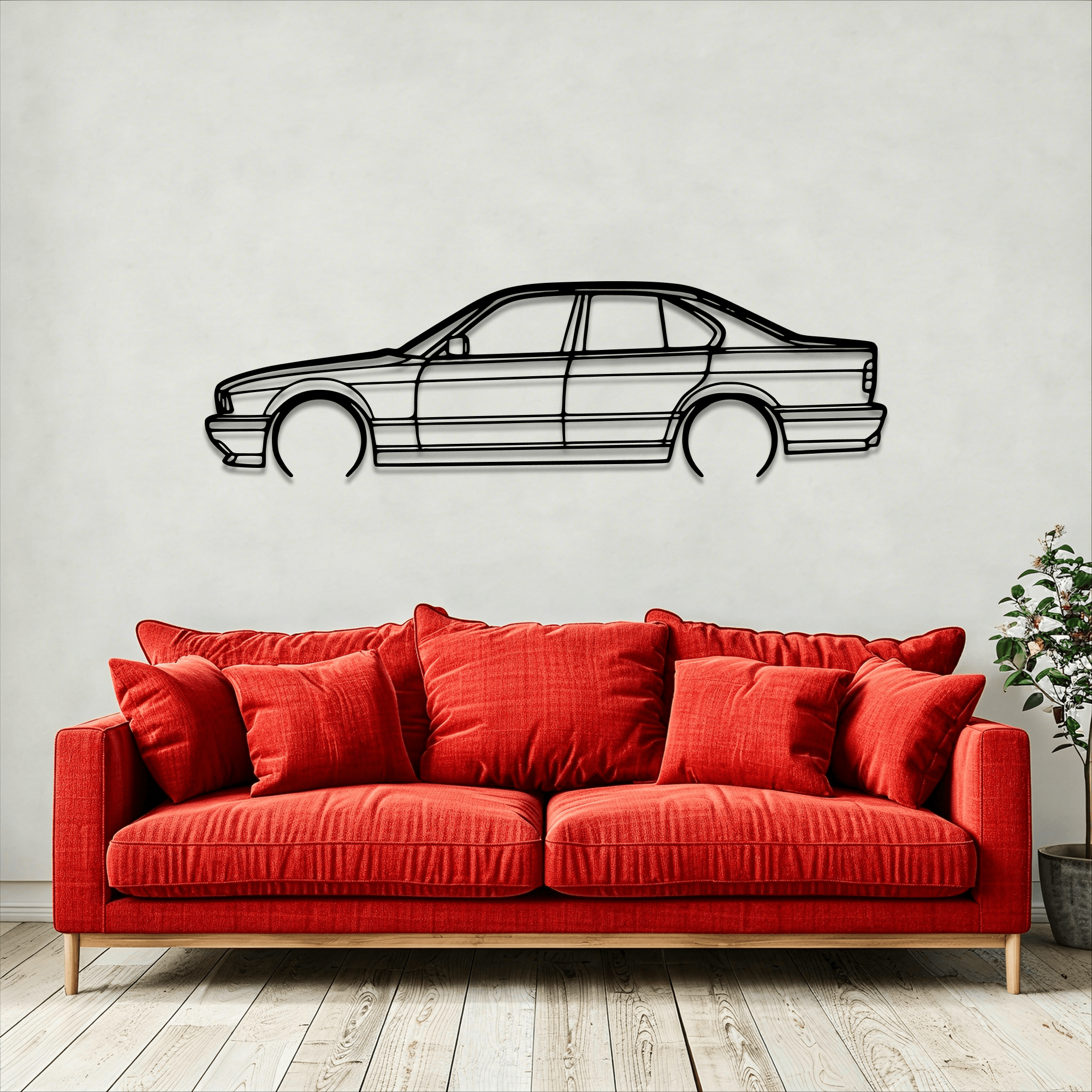 E34 M5 Metal Wall Art – BMW Silhouette Steel Decor - CikosWallArt
