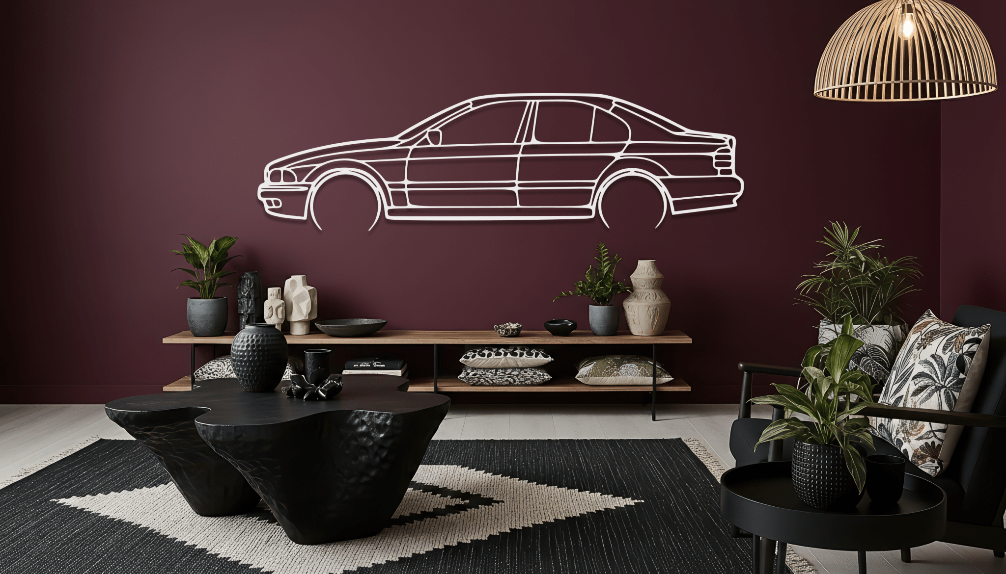 E39 5 Series Metal Wall Art – BMW Silhouette Steel Decor - CikosWallArt