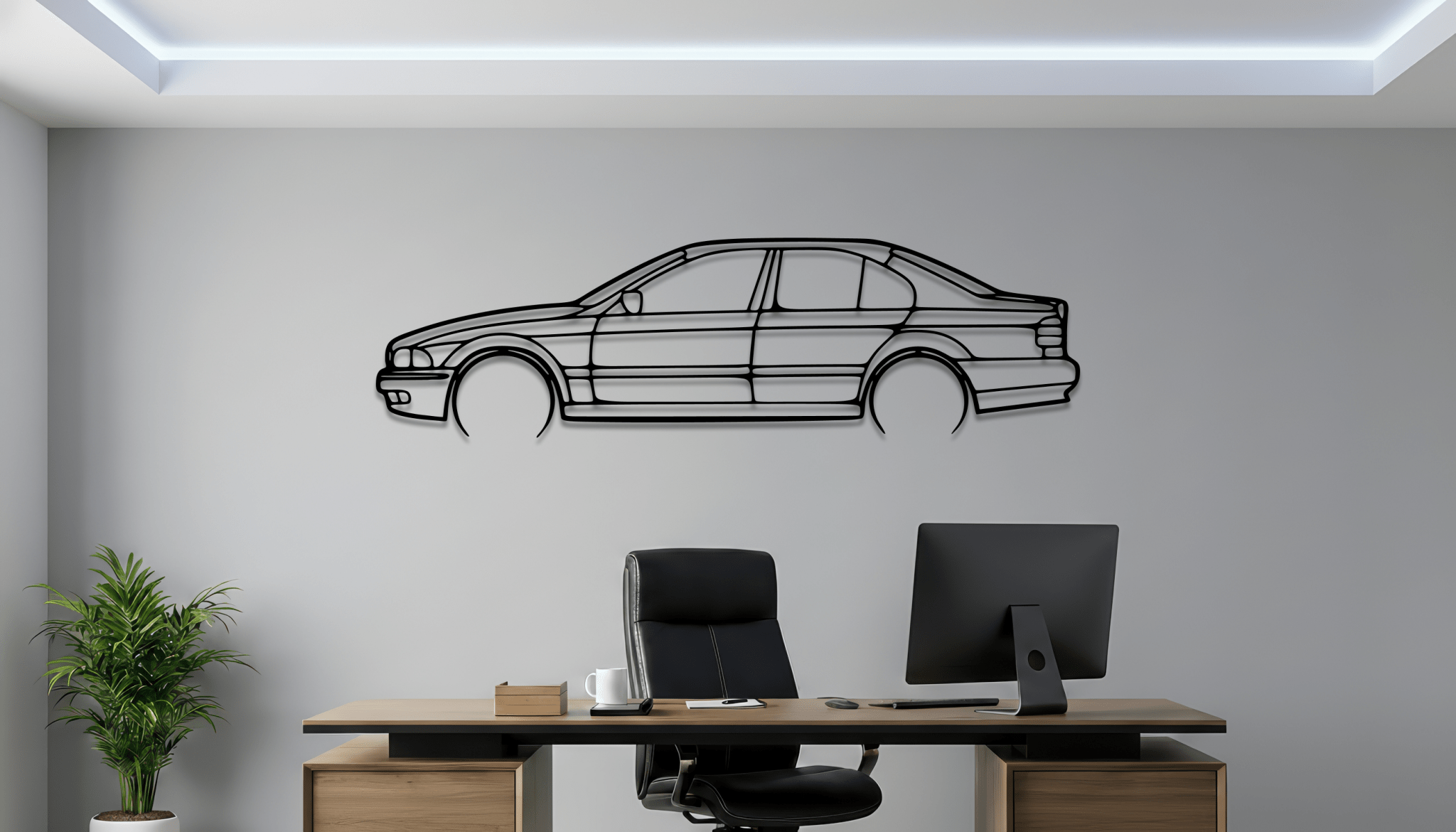 E39 5 Series Metal Wall Art – BMW Silhouette Steel Decor - CikosWallArt