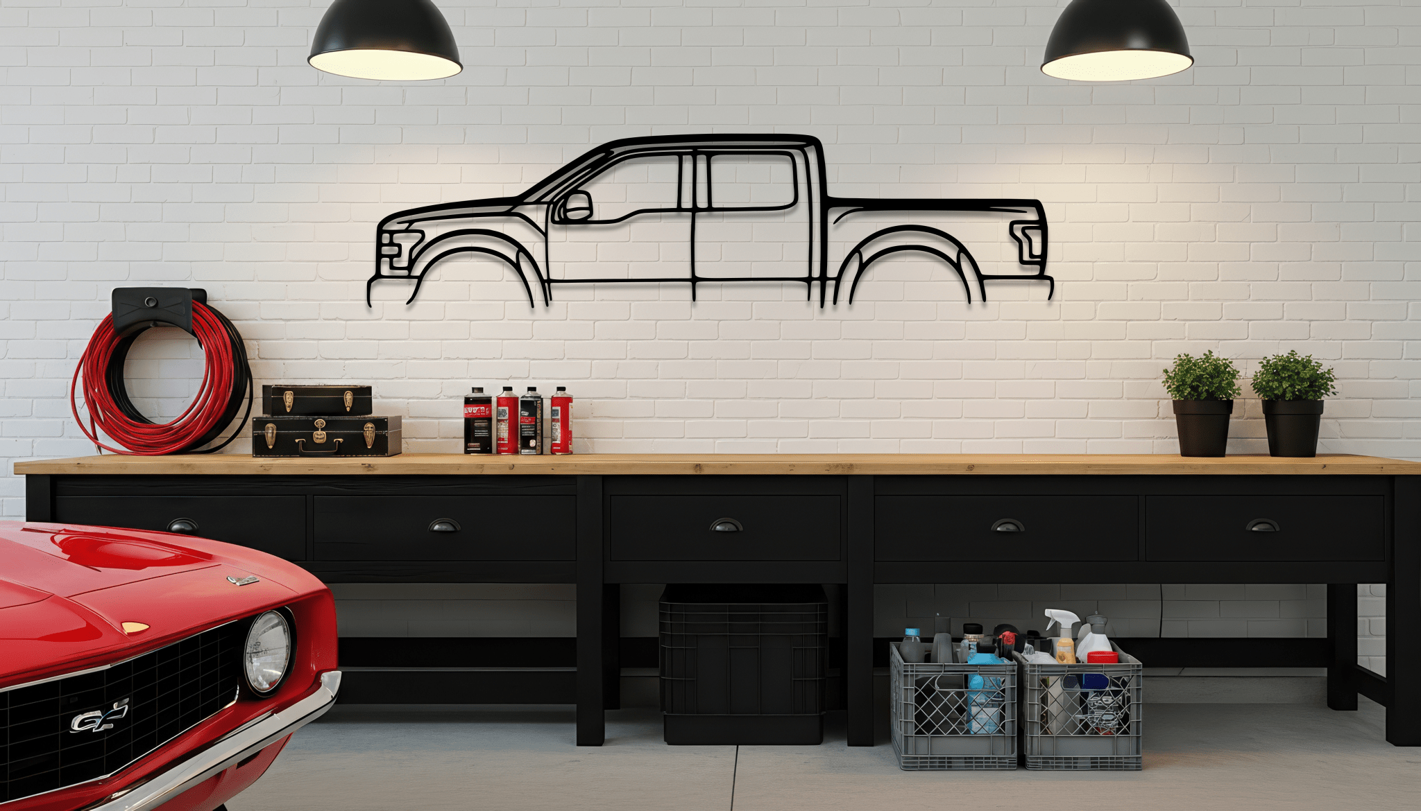 F50 Metal Wall Art – Ford Silhouette Steel Decor - CikosWallArt