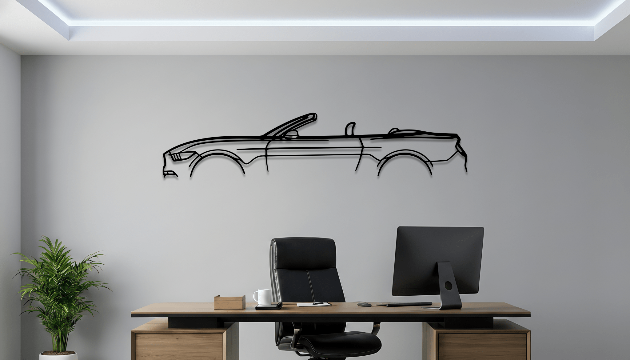 Mustang GT S550 Convertible Metal Wall Art – Ford Silhouette Steel Decor - CikosWallArt