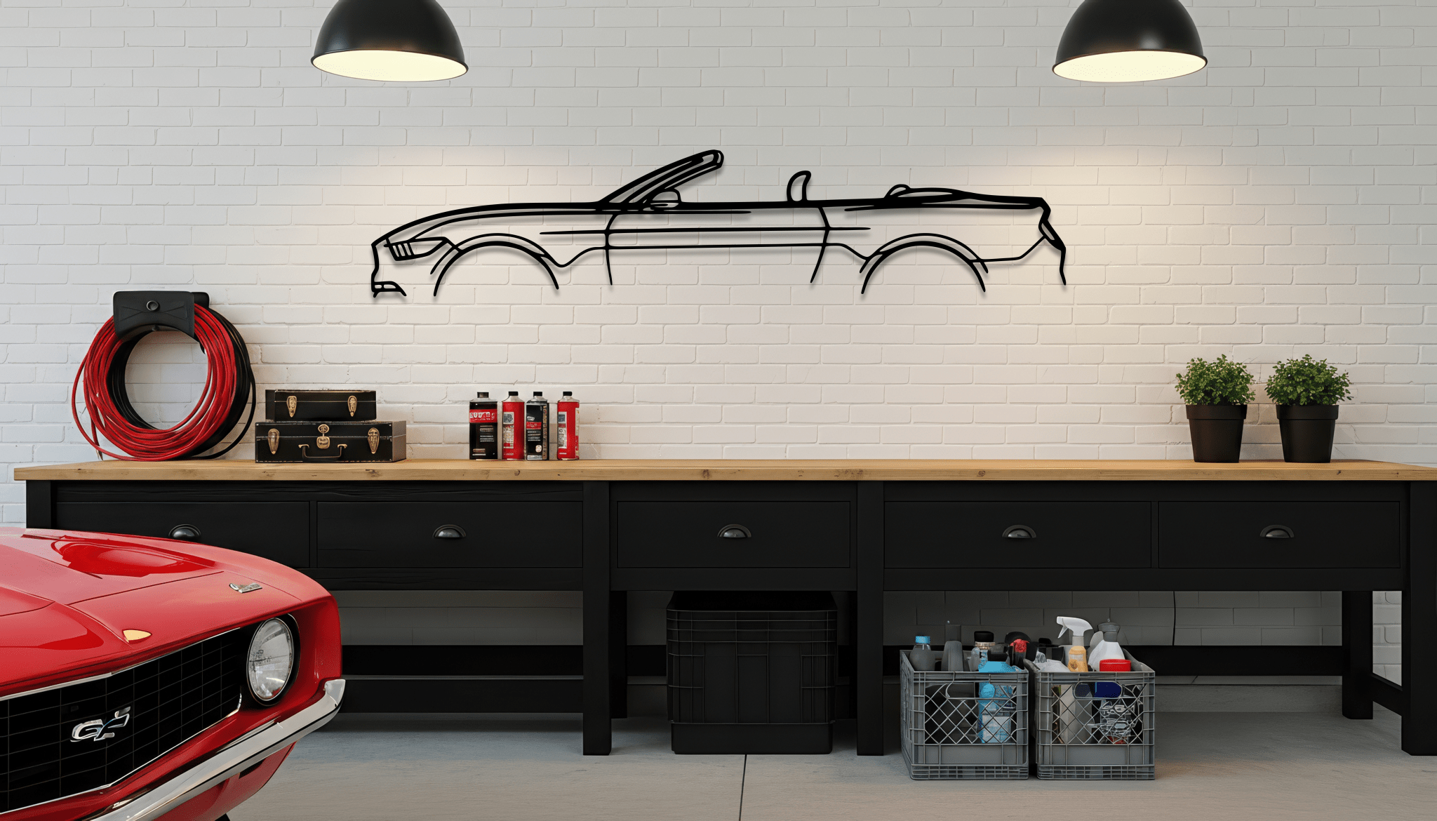 Mustang GT S550 Convertible Metal Wall Art – Ford Silhouette Steel Decor - CikosWallArt