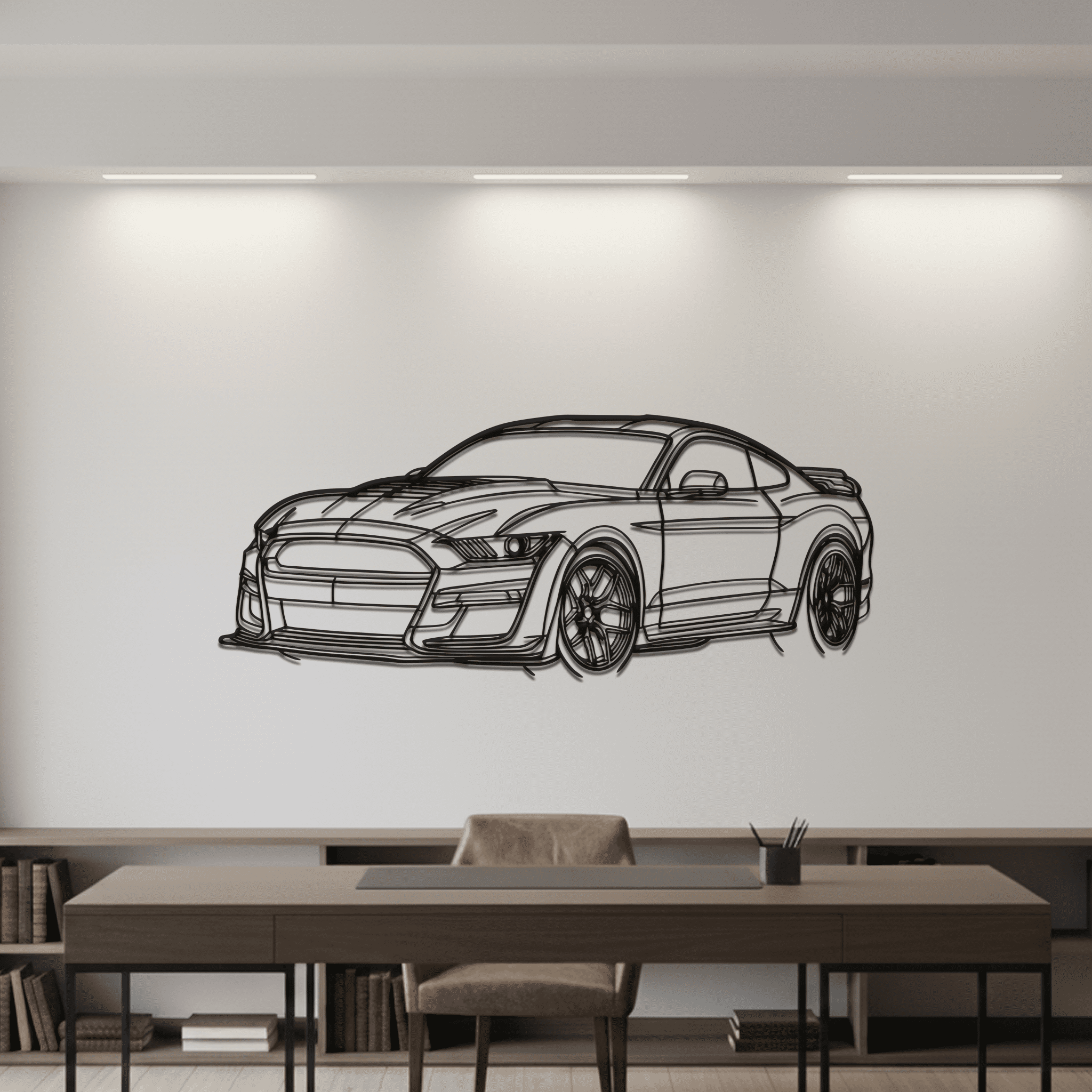 Mustang Shelby GT500 2021 Angle Silhouette Metal Wall Art - CikosWallArt