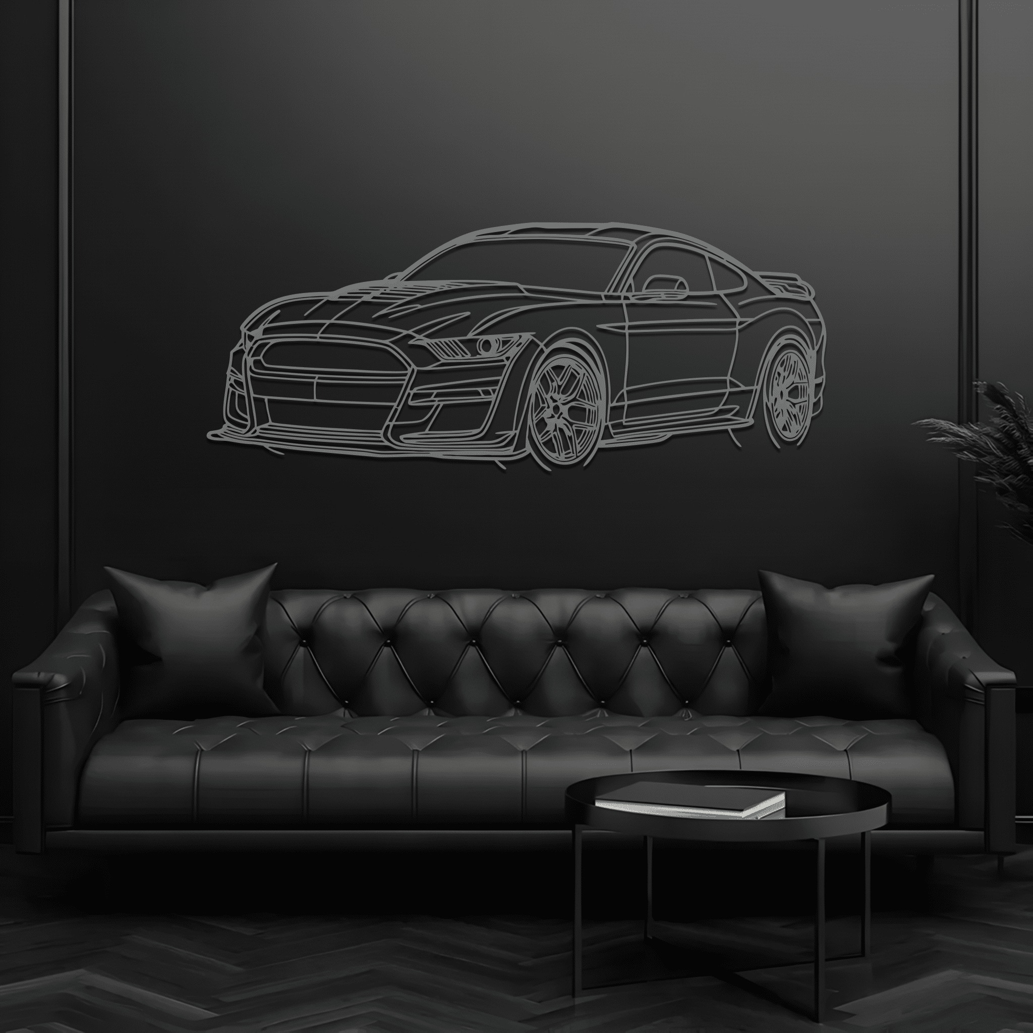 Mustang Shelby GT500 2021 Angle Silhouette Metal Wall Art - CikosWallArt