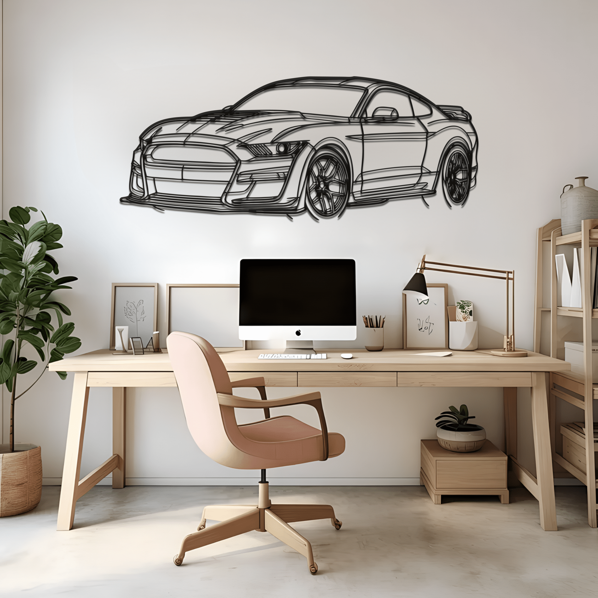 Mustang Shelby GT500 2021 Angle Silhouette Metal Wall Art - CikosWallArt