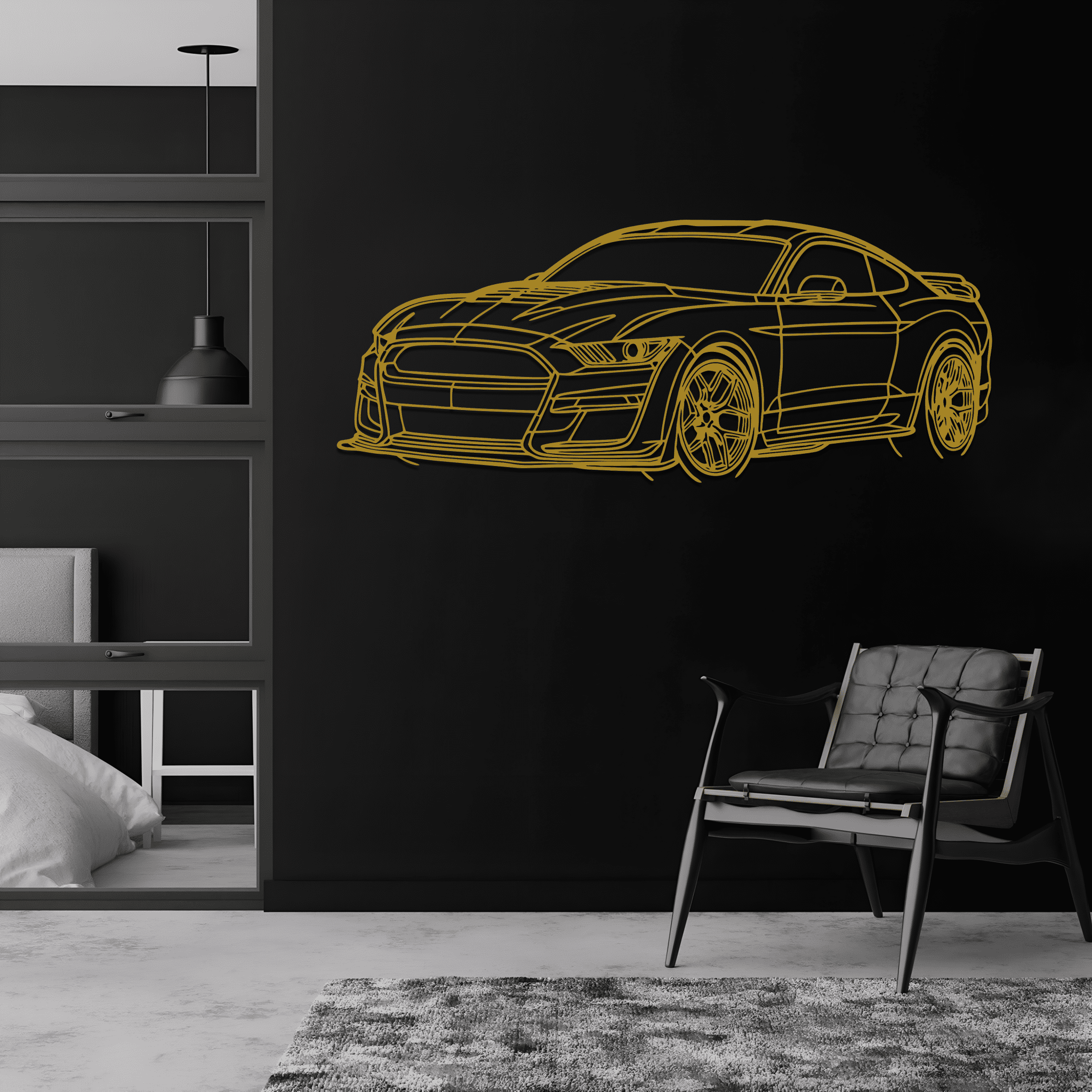 Mustang Shelby GT500 2021 Angle Silhouette Metal Wall Art - CikosWallArt