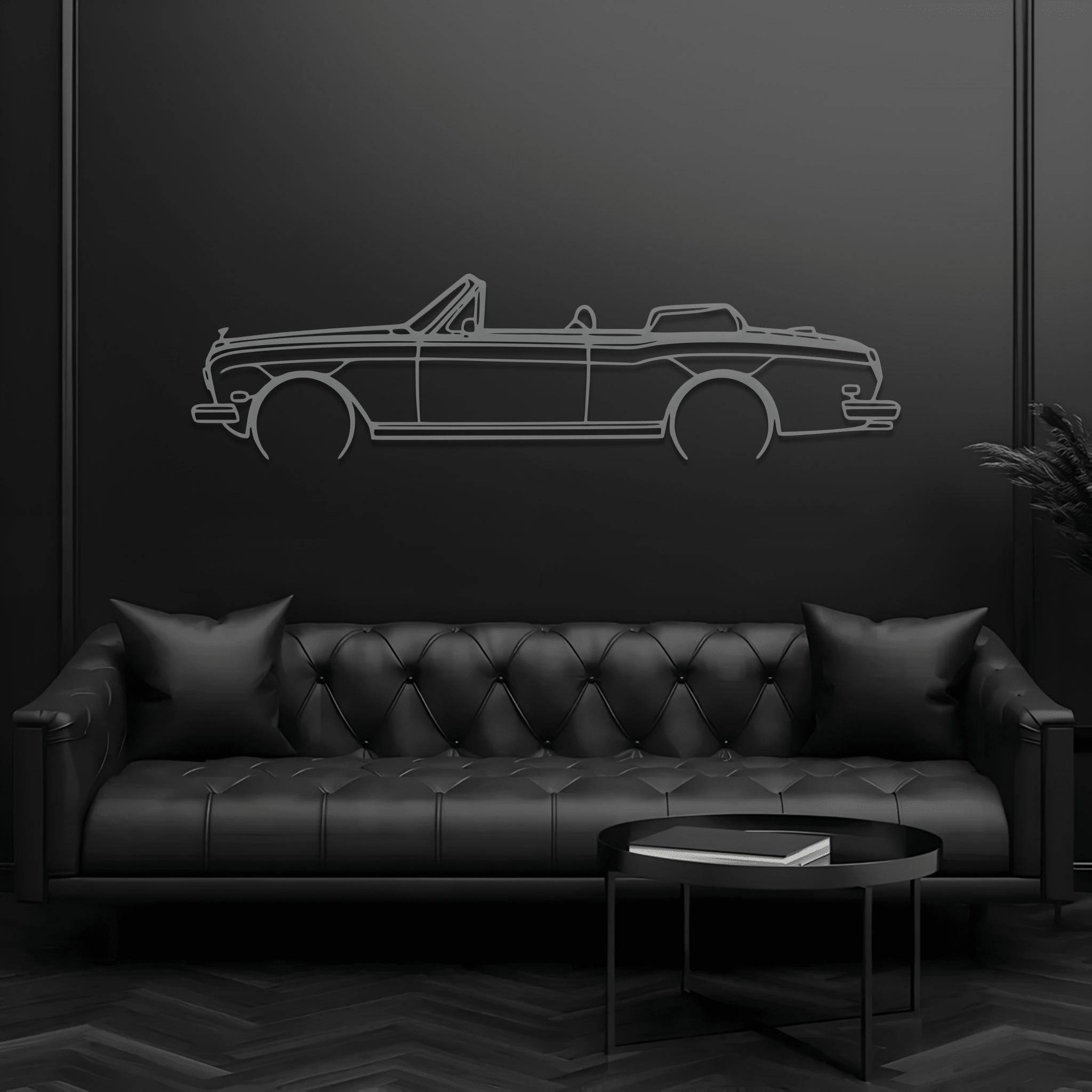 Royce Corniche Convertible 1981 Metal Wall Art – Silhouette Decor - CikosWallArt