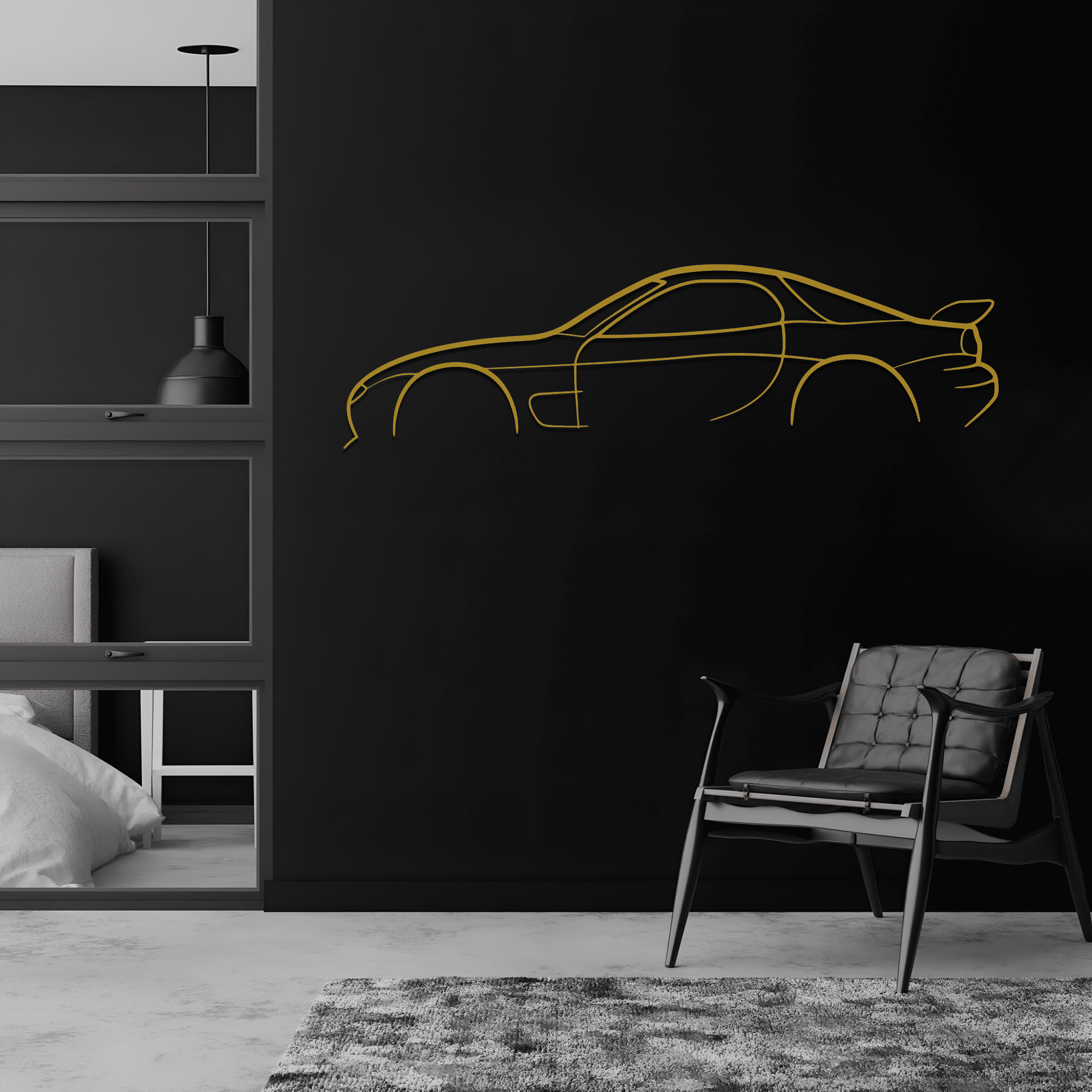 RX7 2001 Classic Silhouette Metal Wall Art - CikosWallArt